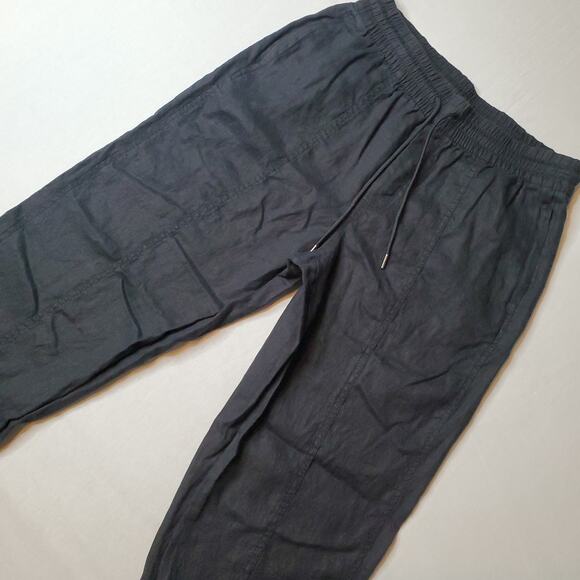 Athleta Women's Size M Retreat High Rise Linen Ankle Pant Black 658556 - Picture 1 of 9